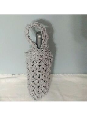 Handmade Crocheted Grey Japanese Knot Bag bag Wine holder